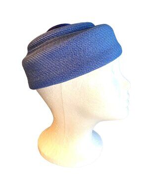 Ladies Blue Hat Large Button Accent by G Fox & Company Vintage Size Med